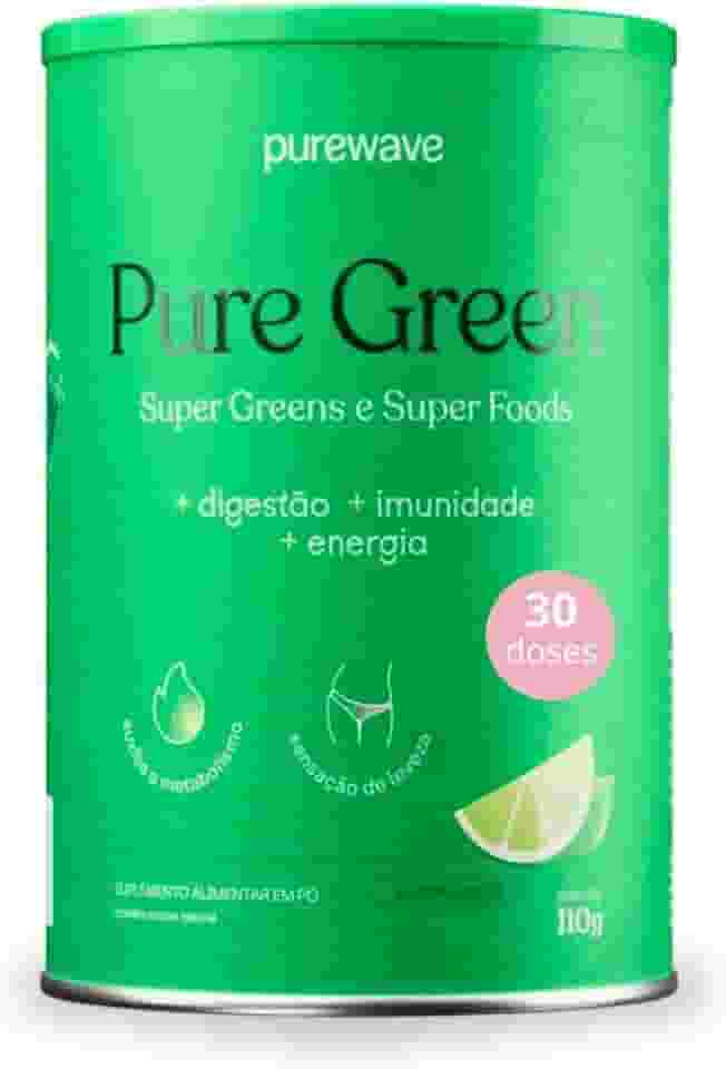 Pure Green Suco Verde em Pó Detox Natural Sabor Limão Purewave - 30 doses 150g - Para Inchaço e Saúde Intestinal