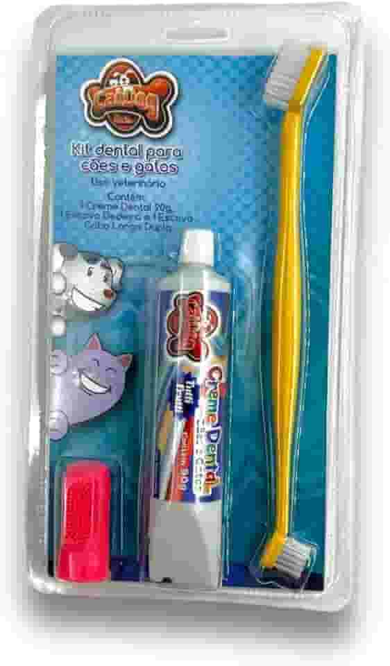 Kit Bucal para Cães e Gato, Dedeira para escovação bucal + Escova de dentes + Creme dental Tutti Frutti 90g, Kit Anti-tártaro