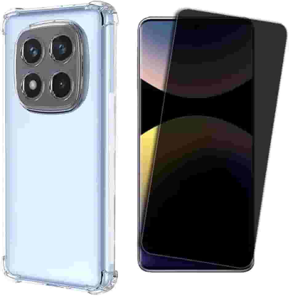 Kit Capa Anti Impactos para Xiaomi Redmi Note 14 Pro 5G, Película 5D Privacidade Anti-Curioso, Kit Aplicação, Case Proteção da Câmera, Bordas Antiquedas