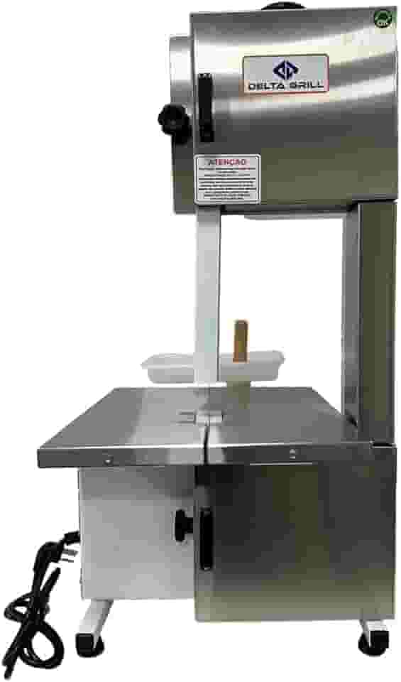 Serra Fita Com Moedor Boca Número 5 Lâmina 1,46mts Semi Inox Delta Grill Bivolt
