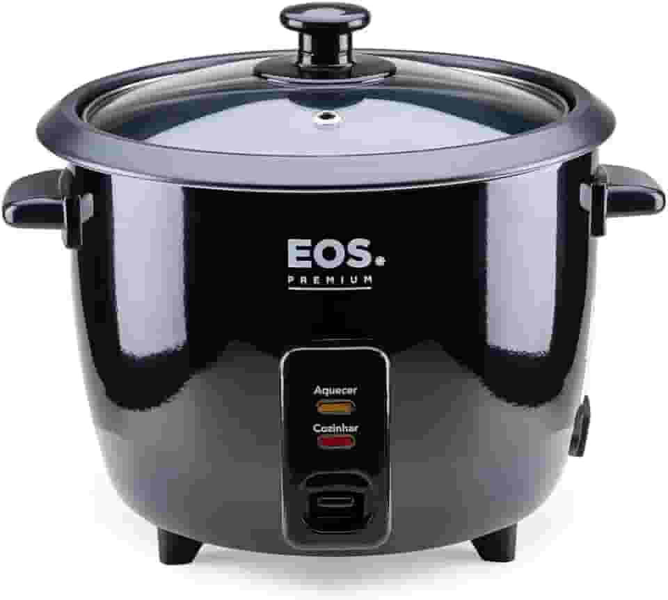 Panela Elétrica de Arroz 8 Xícaras EOS Premium Pratic Tampa de Vidro Preto EPA08P 110V