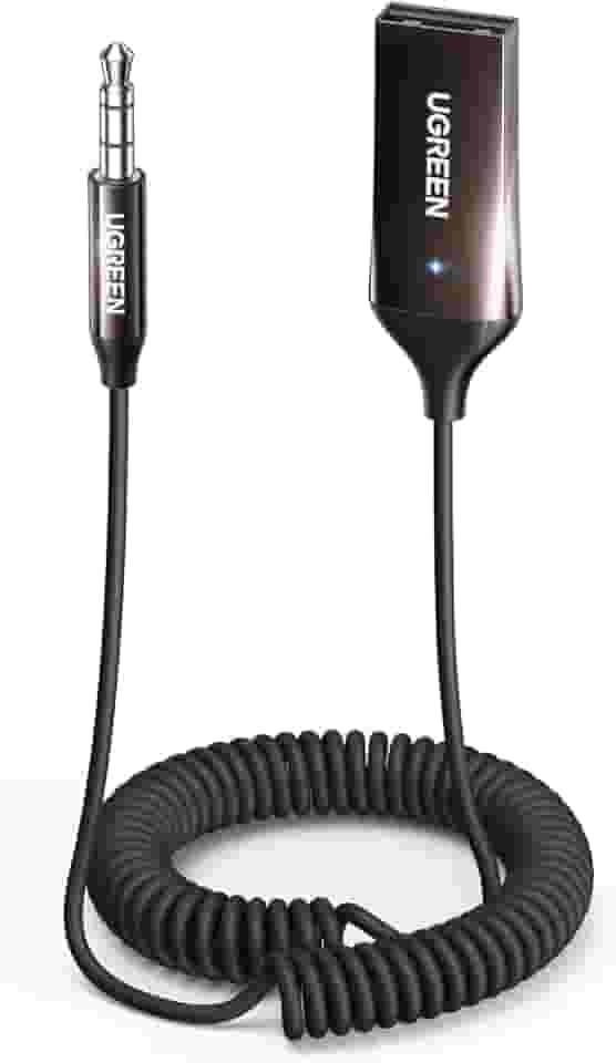UGREEN Adaptador Bluetooth 5.3 para entrada auxiliar de carro - receptor com microfone embutido para chamadas viva-voz, compatível com alto-falante de carro e áudio doméstico