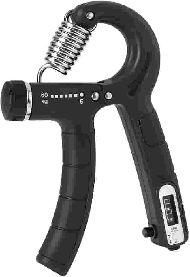 Hand Grip Ajustável 5 a 60kg com Contador Fortalecedor de Mãos Punhos Antebraços Reabilitação Fitness Musculação Exercício Resistência Borracha Ergonômica Academia Idosos Fisioterapia Treino