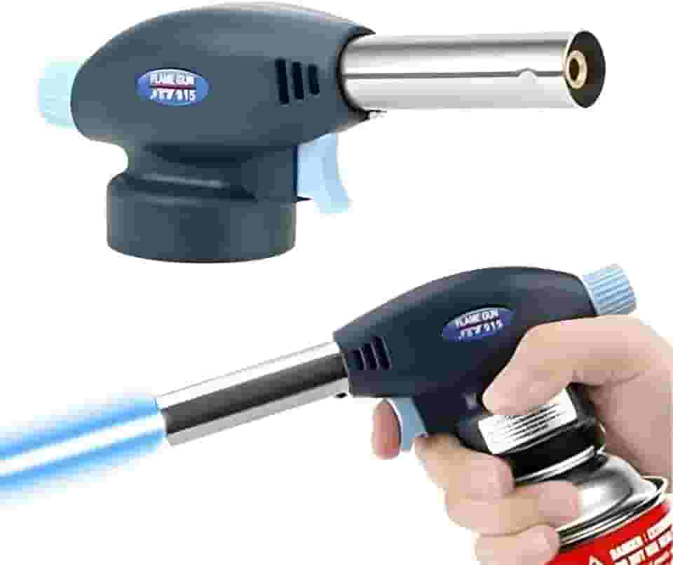 Maçarico Culinário Portátil com Acendimento Automático – Chama Ajustável até 1300°C, Compacto, Seguro e Recarregável com Gás Butano, Ideal para Flambar, Gratinar e Caramelizar