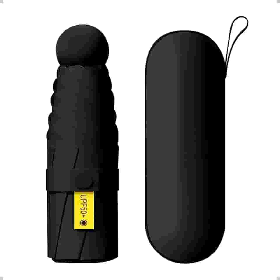 Mini Guarda-Chuva Dobrável Ultra Compacto, Portátil, Proteção UV, À Prova D'Água, Antivento, Ideal para Viagem, Bolsa e Mochila