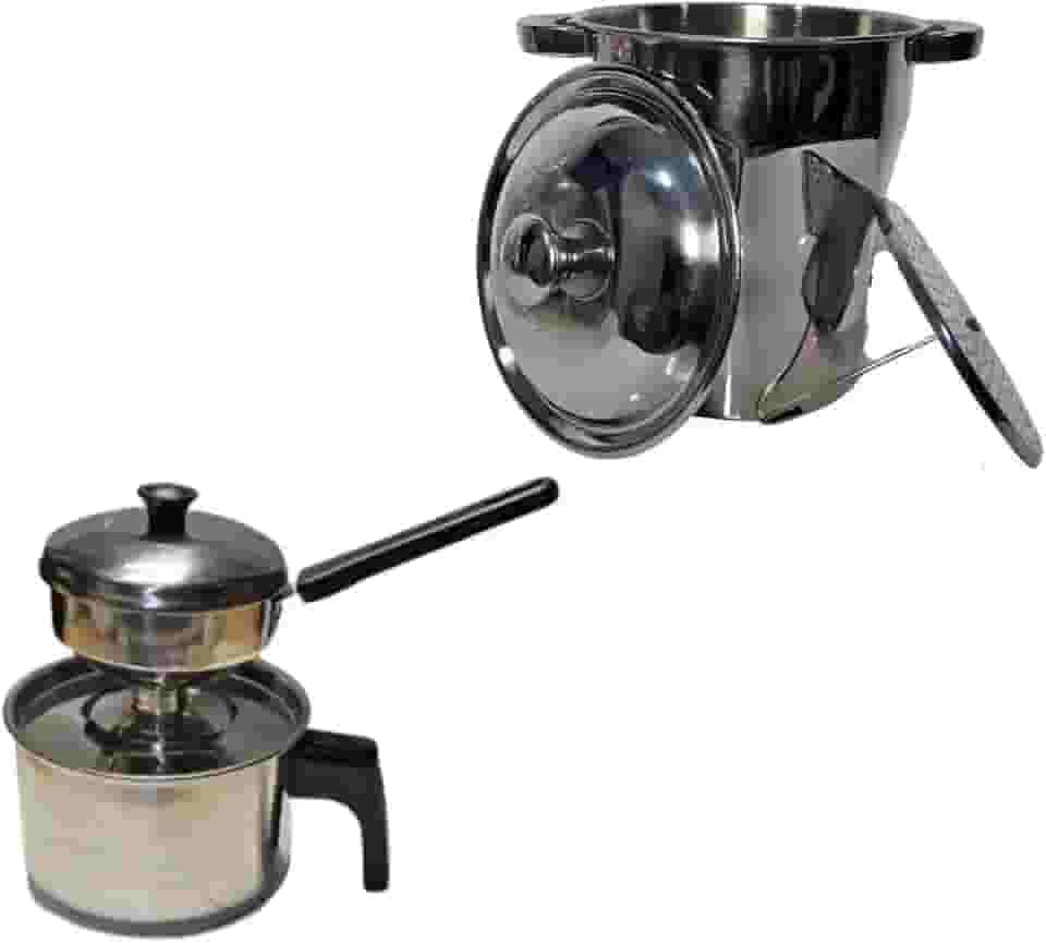 Kit de Cuscuzeira Útil Bazar 2.5L Aço Inox Família e Individual Fogão Indução Elétrico ou Gás