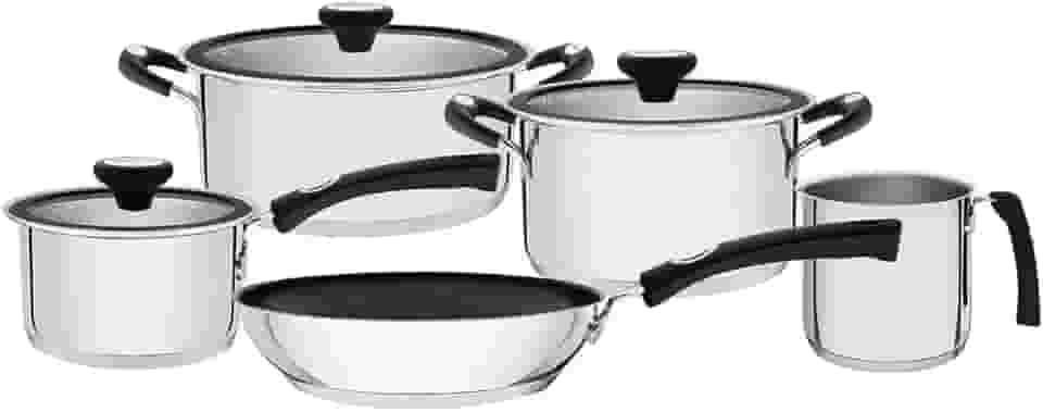 Jogo de Panelas Tramontina Solar Silicone em Aço Inox com Fundo Triplo 5 Peças