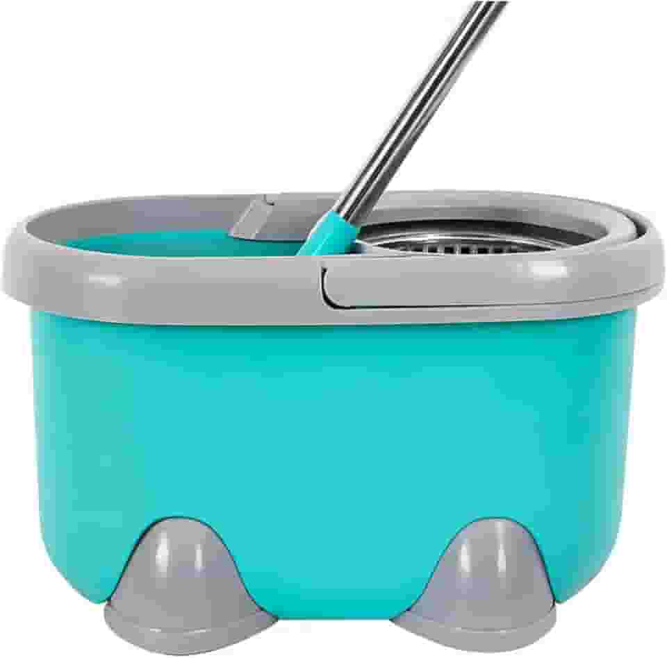 Mop Profissional Giratório Cesto Inox Grande 18 Litros Cabo Retrátil