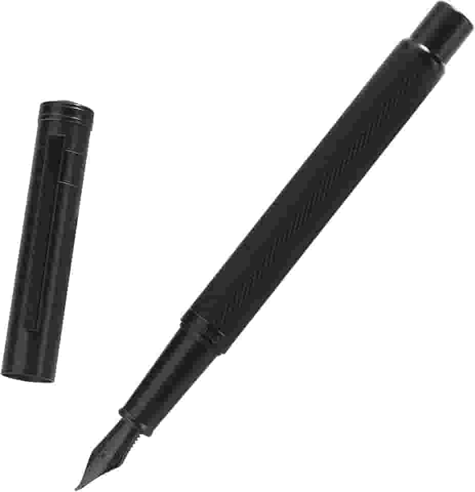 Hongdian Caneta Tinteiro Floresta Negra Ponta Fude Bent Nib, Design Clássico com Conversor e Conjunto de Estojo para Canetas de Metal