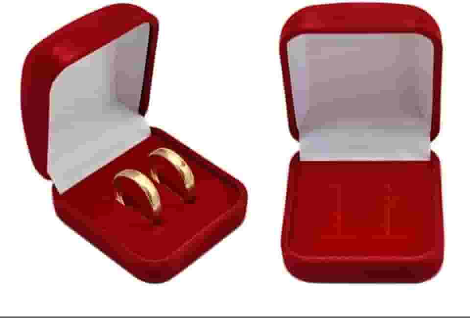 Caixa, Caixinha Quadrada de Veludo para Alianças, Anéis, Estojo para Joias Vermelho