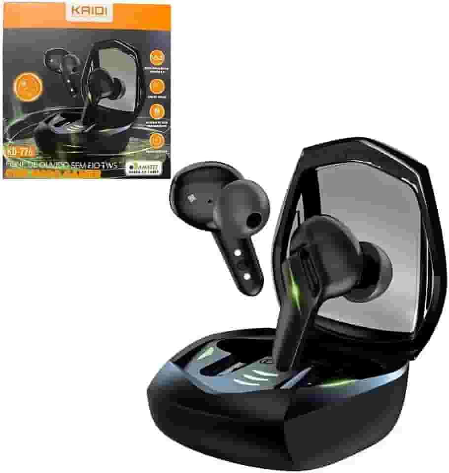 Fone de Ouvido sem fio Bluetooth TWS Kaidi KD-776 Com Modo Gamer Smart Touch