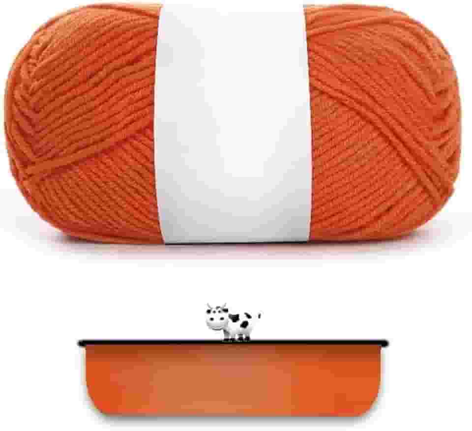 Fio de algodão penteado para tricotar à mão - ultramacio e suave, ideal para roupas, suéteres, cachecóis, material de artesanato (laranja)