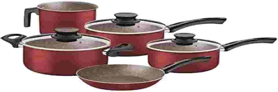 Jogo Panelas Alumínio 5 peças Paris Vermelho Tramontina