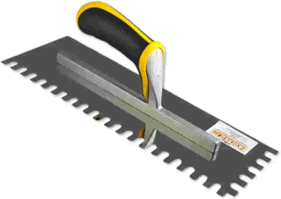 Evolution Desempenadeira Dentada P/Argamassa Piso Azulejo Cerâmica em Aço Inox Preto e Amarelo Profissional Cód 1601 - Original
