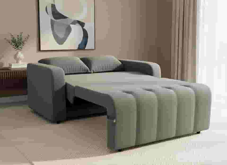 Sofa Cama Amora New 3 Lugares Suede Veludo Sofisticado (Cinza)