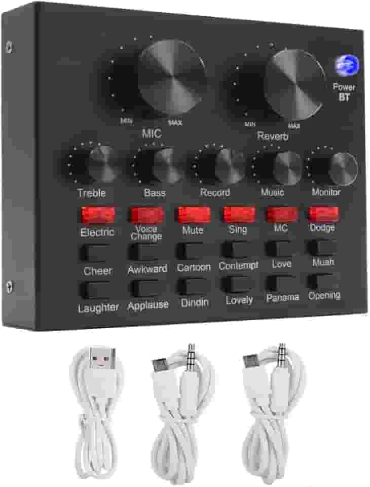 Placa de Som V8 Bluetooth Mesa Móvel Usb P10 P2 18 Efeitos de som Profissional Auxiliar Podcast Live Streaming Twitch Youtube Cantar Gravar Música