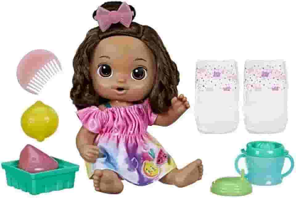 Baby Alive, Boneca, Hora do Suco, Limão Siciliano - Cabelos Castanhos, Inclui Máquina de Sucos de Brinquedo, 30 cm - A partir de 3 Anos