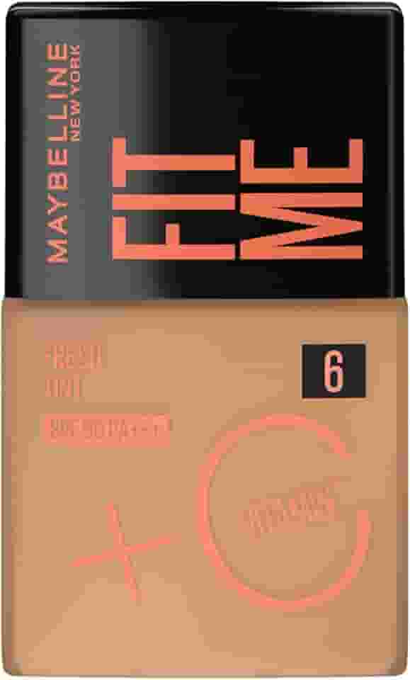 Maybelline NY Fit Me Fresh Tint Base Líquida, Proporciona Efeito Glow Natural, Controla a Oleosidade e Uniformiza a Pele com Vitamina C e FPS 50, Cor 06, 30ml