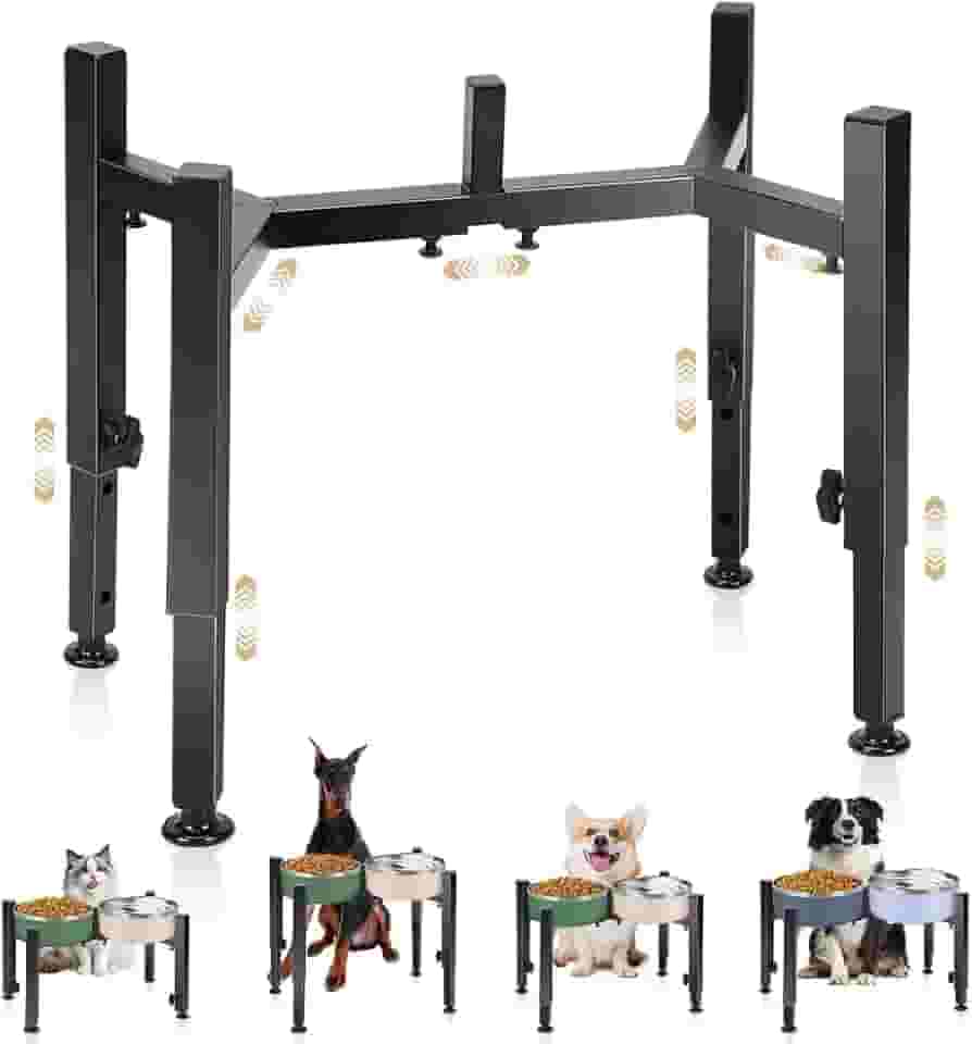 Tigelas Ajustáveis para Cães com Suporte Elevado, Comedouro Elevado para Cães, 21.5 a 37 cm de Altura, 18 a 28 cm de Largura, Comedouro Elevad0o, Comedouros, Bebedouros e Acessórios para Cã es