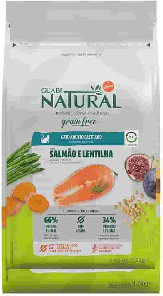 GUABI NATURAL GRAIN FREE GATO CASTRADO SALMÃO E LENTILHA 7,5kg