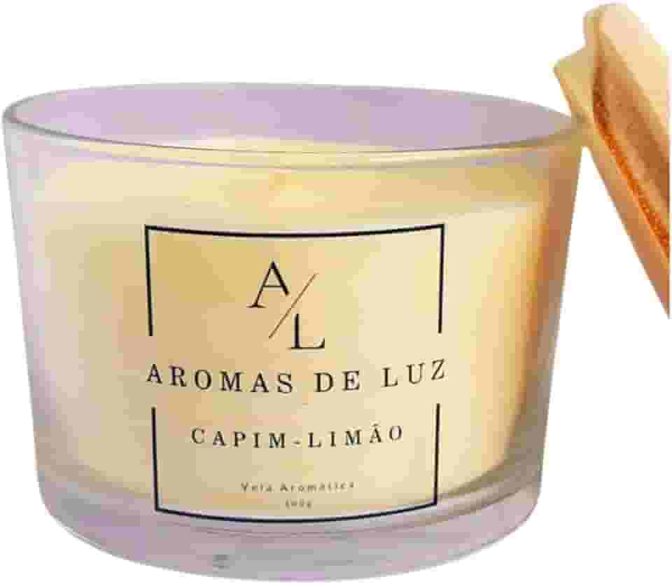 Vela Aromática Vegana de Coco, 100g, Copo de Vidro, Diversos Aromas (Capim Limão)