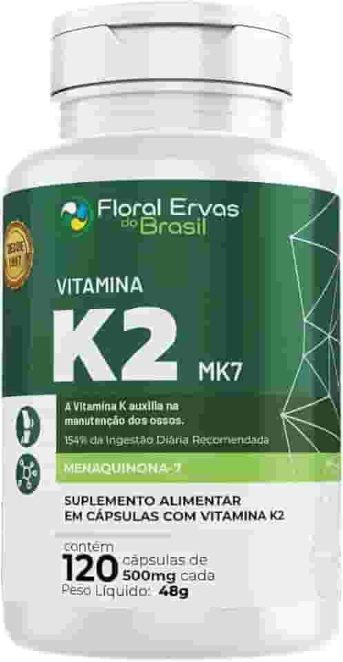 Vitamina K2 MK7-120 Cápsulas 500mg Floral Ervas do Brasil