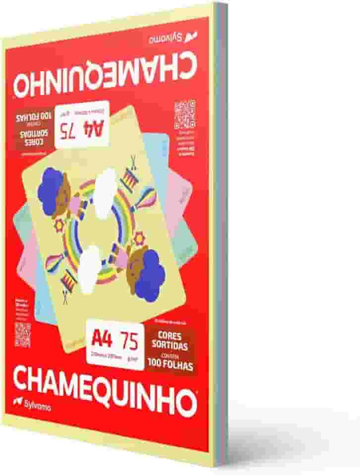 Papel Sulfite A4, Colorido, Chamequinho, 75 gramas, 4 Cores, 210x297 mm, International Paper, Chamex, 29883, 100 Folhas