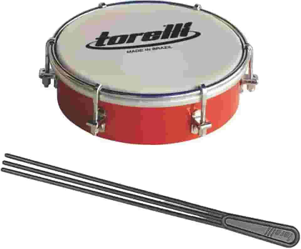 Kit Tamborim Pele Leitosa Torelli TT 404 Verm Baqueta Tripla