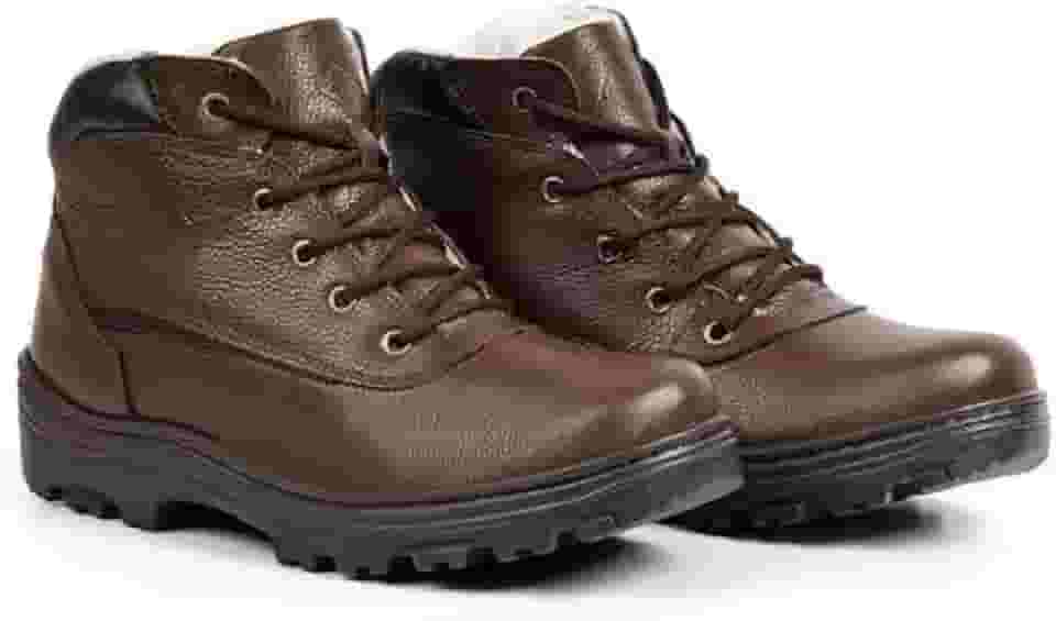 Bota Masculina de Inverno em Couro Forrada com Lã Imperméavel - Berlim