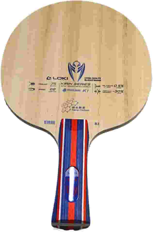 Raquete Loki K1 Clássica Atacante e Rápida Tênis de Mesa, 5 Folhas de Madeira + 2 de Carbono