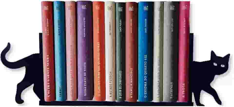 Aparador Organizador Suporte Livro Bibliocanto Preto - Gato gatinho
