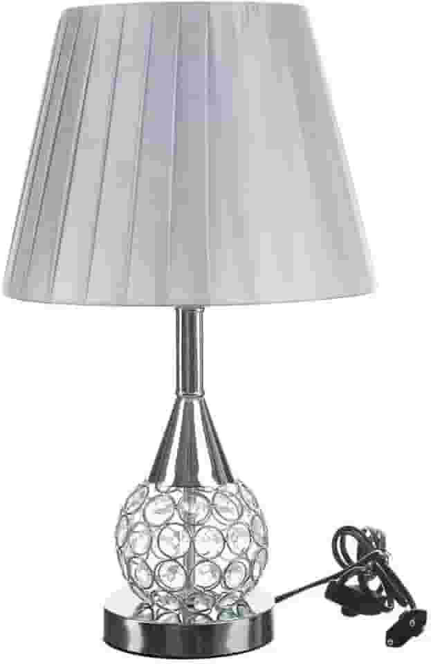 Abajur Luminaria Decorativo Quarto Sala Criado Mudo Cristal Com Led 42cm (PRATA)