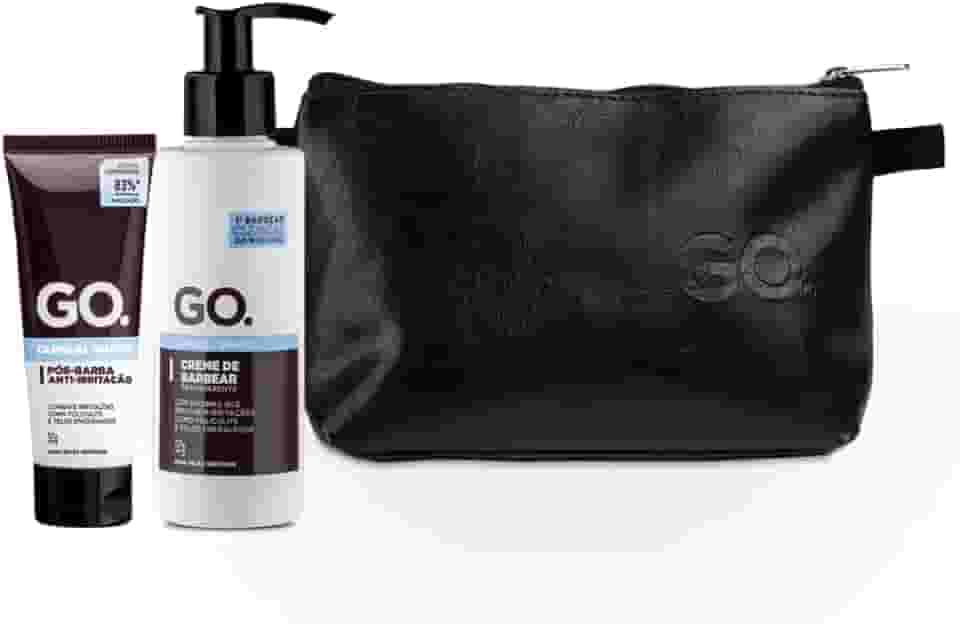 GO. Man Kit Necessaire Barbear Pele Sensíveis Clinical Creme E Pós-Barba Cicatrizante Anti Foliculite Pelo Encravado Irritação
