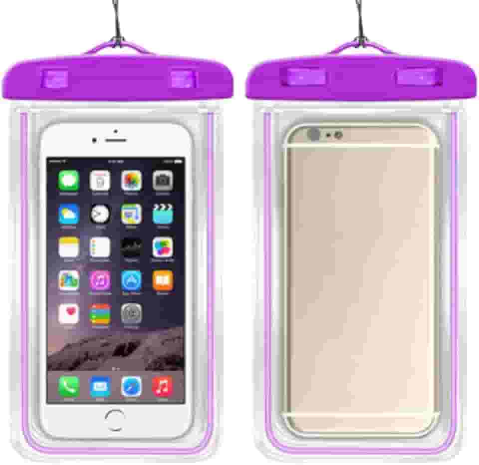 Capa Case Kit 2 Unidades A Prova D'água Impermeável para Celular Smartphone Capinha com Alça Universal Proteção 360º Completa Sensível ao Toque (Roxo)