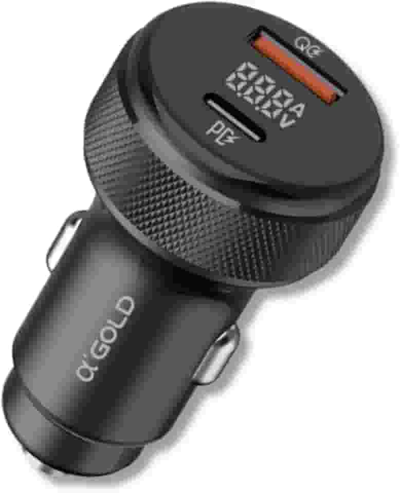 Carregador Veicular Turbo CJ12-4 60W (9.1A), USB + Tipo-C, Display LED, 12V–24V, Premium Compatível Com Dispositivos IOS e Android
