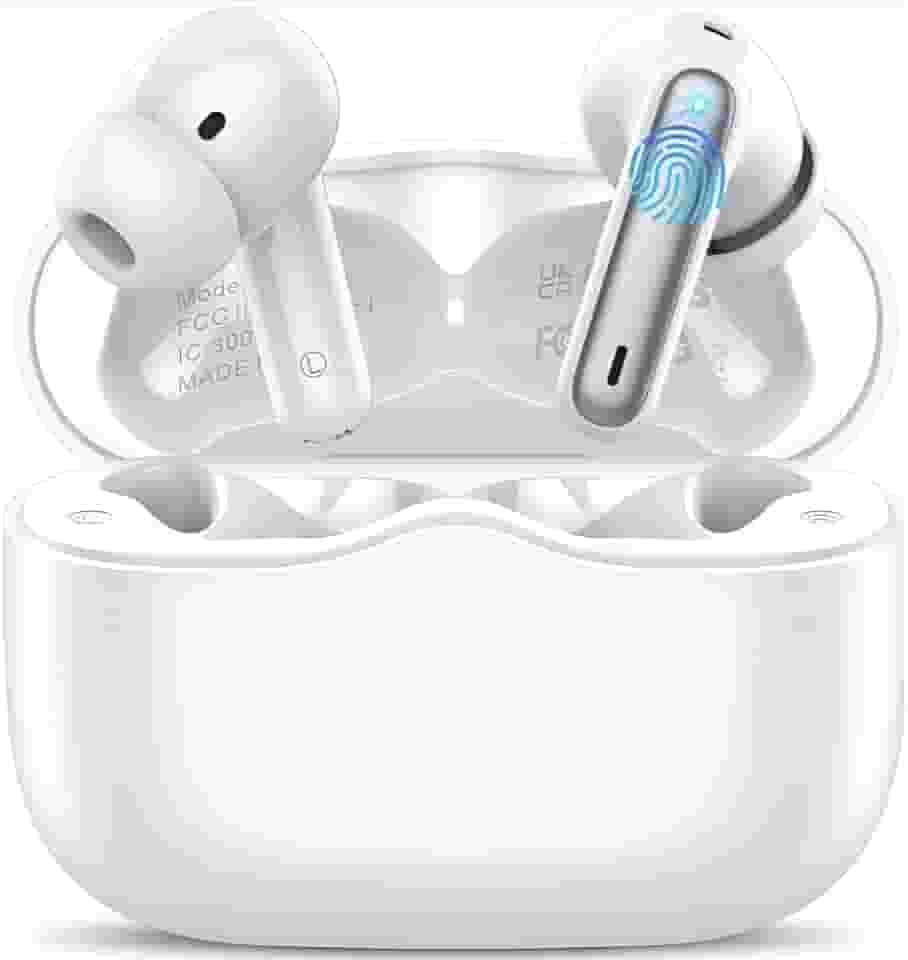 Fone De Ouvido Bluetooth 5.4, Com Borrachinhas, Compatível Com Todo Celular, Cancelamento Ruído, Bateria 16 Horas, Microfone, Controle Touch, Resistente a Agua, Cabo de Carregamento - Linha Premium