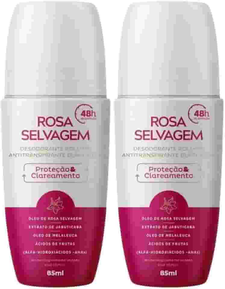 Kit 2 Un Desodorante Roll-on Clareador Rosa Selvagem 85ml