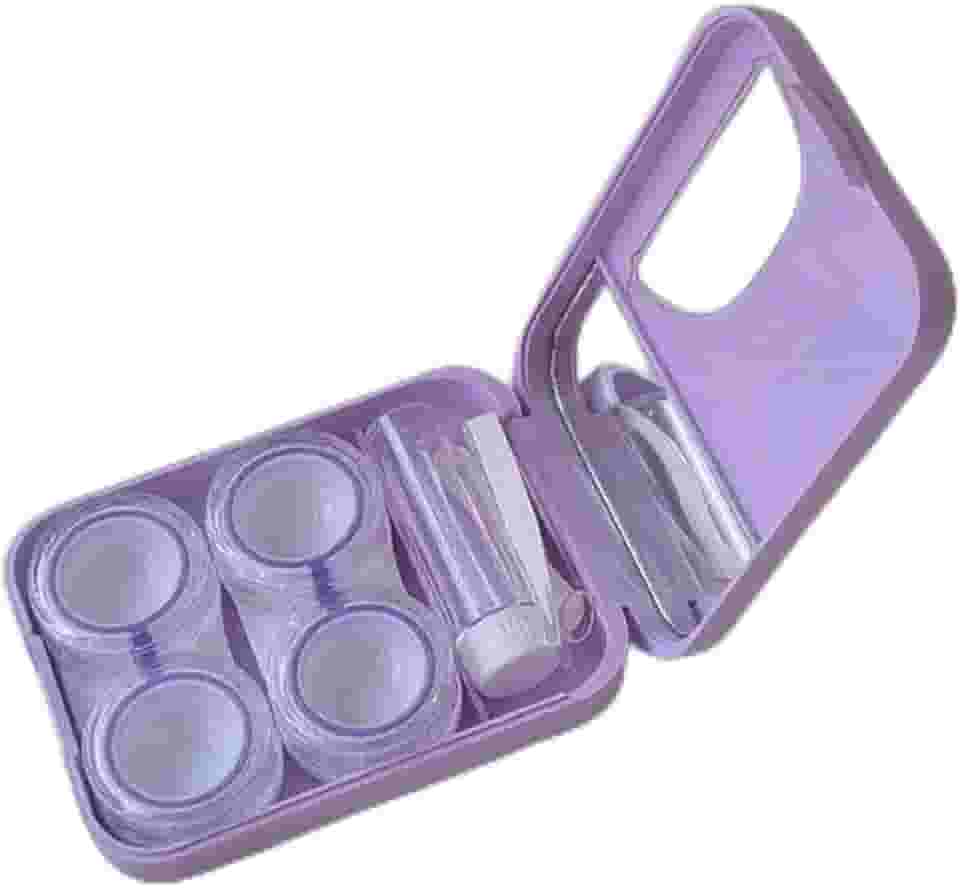 Kit de estojo de lentes de contato para uso diário e externo, kit de ferramentas de remoção de aplicador de lentes de contato com espelho e estojo de imersão de solução