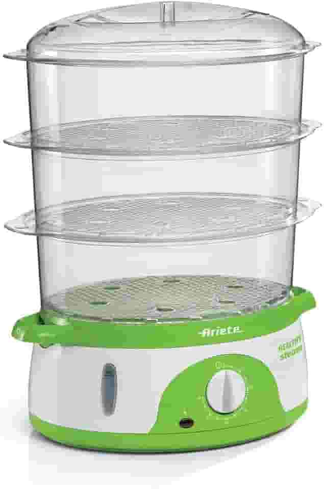 Ariete 911 - Panela a Vapor eletrica com temporizador 60", 3 cestos, recipiente de arroz, 800 Watts, 9 litros