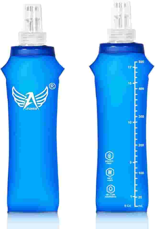 2x Garrafa de Água Dobrável para Esportes, 500ml, Bico Anti Vazamento, Livre de BPA, Azul