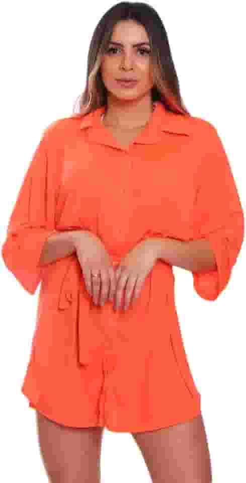 Saída de Praia Chemise Camisão Feminino Preto