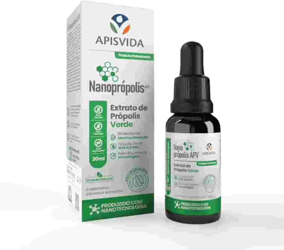 Apis Vida Nanoprópolis APV® - Extrato de Própolis Verde - Estimula o Sistema Imunológico - Sem Álcool e Zero Glutén - 20ml