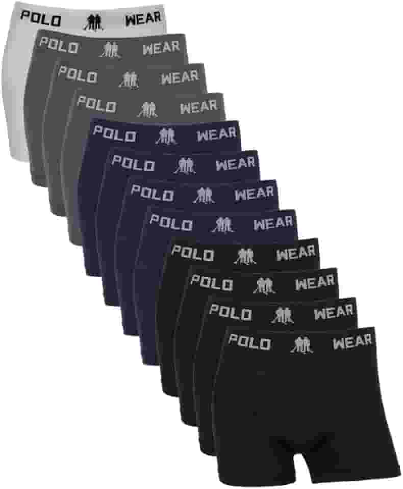 Kit 12 Cuecas Boxer Polo Wear Infantil Criança Menino Microfibra Sortida