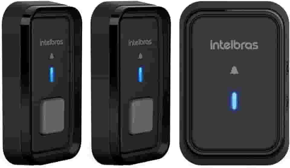 Campainha sem Fio Com Bateria Sem Fio Cib 101 Preta Alcance ate 100Mts 2 Unidades Externas Preto