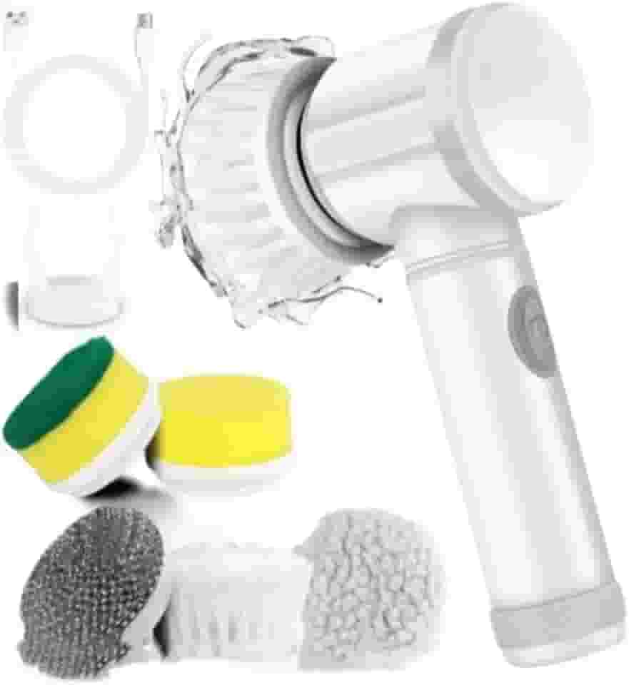 Escova Eletrica de Limpeza Portátil 5 em 1 Sem Fio Limpador Multiuso Pratico Para Cozinha Banheiro Ferramenta，Banheiro prático