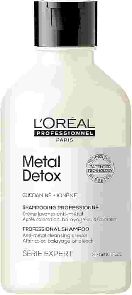 L'Oréal Professionnel Shampoo Metal Detox, para maciez, brilho & sedosidade, maior durabilidade da cor, para cabelos coloridos e danificados, 300ml