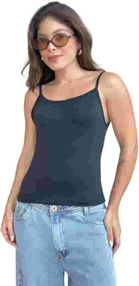 Camiseta Regata Básica Feminina Segunda Pele Blusinha Alcinha Fina Não Marca Academia Feminina Verão