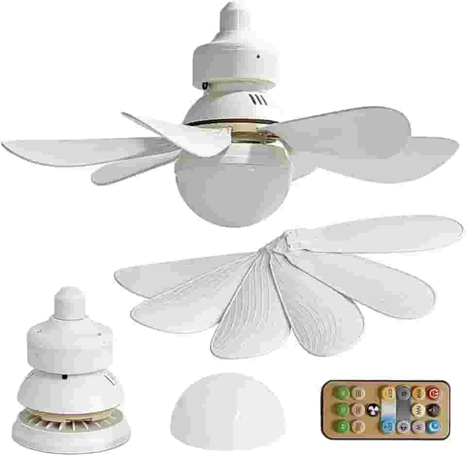 Ventilador de Teto com Lâmpada Led 30w Silencioso e Inteligente com Controle Remoto Branco Premium