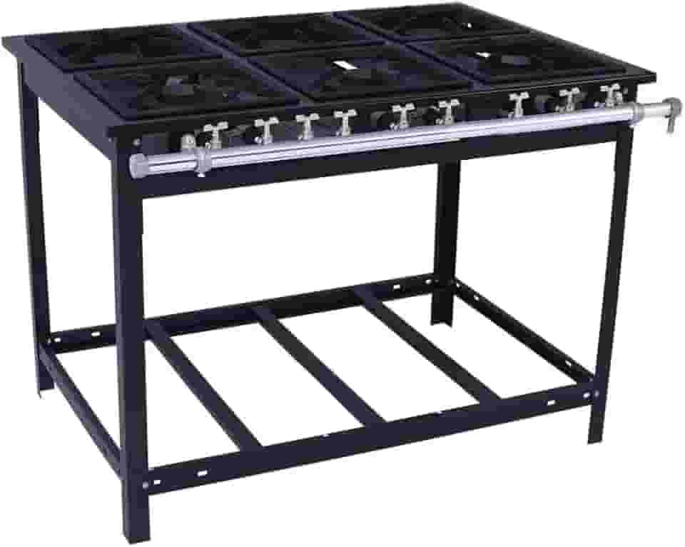 Fogão Industrial Venâncio 6 Bocas 3 Simples a Gás Natural Baixa Pressão Espera para Forno E6-22110