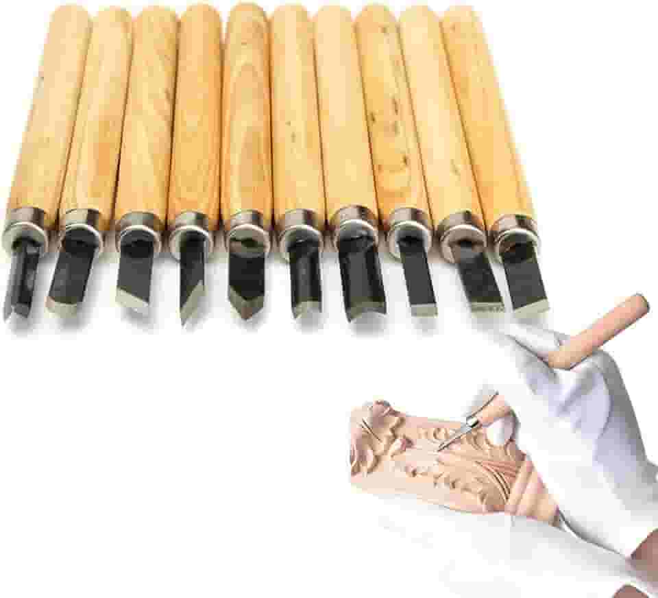 Jogo Kit De Goiva Mini Formão Xilogravura 10pçs P/Entalhar Esculpir Madeira Resina Gesso Argila